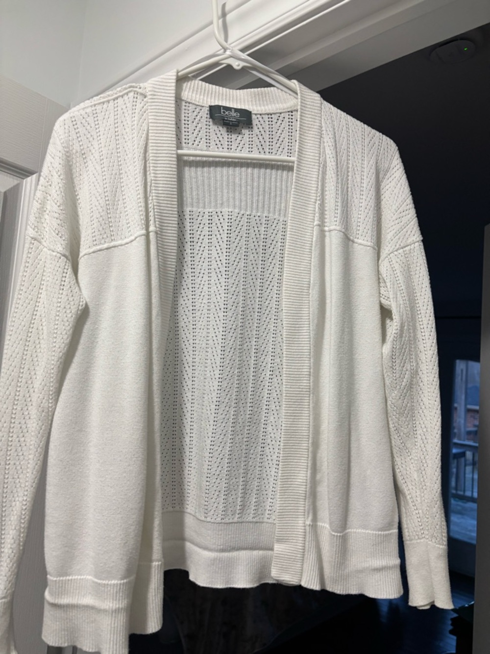 Bello Open-Front White Knit Cardigan